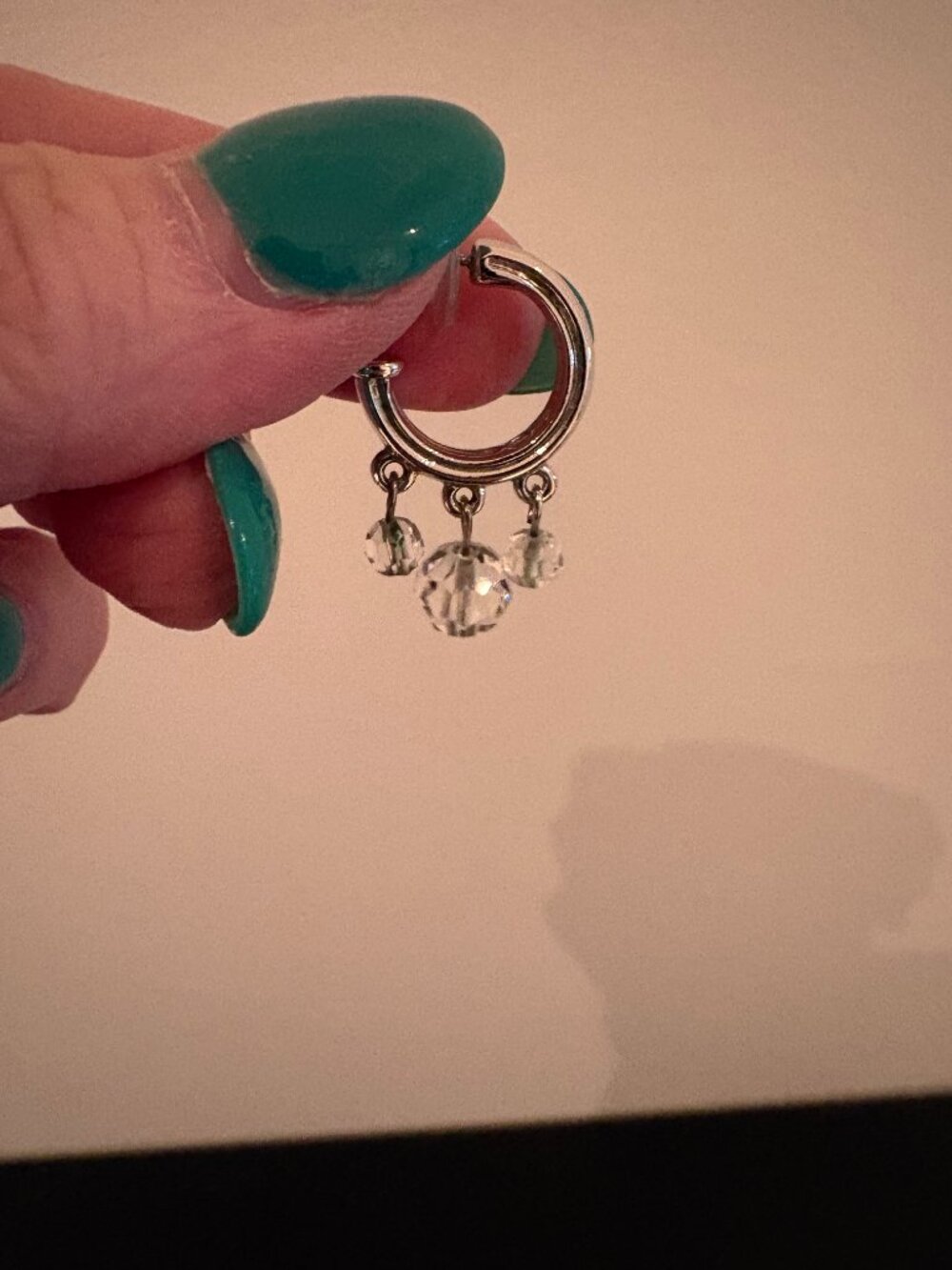 Vintage Swarovski Swan Signed Silver Crystal Shaker Open Hoop Dangle Earrings
